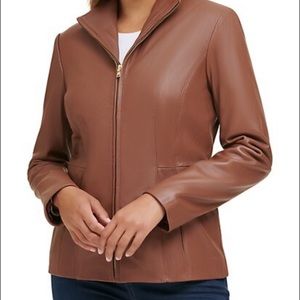 Cole Haan Leather Zip Front Jacket